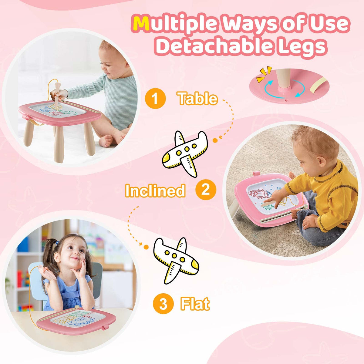 Kikidex Magnetic Drawing Board, Toddler Girl Toys for 1-3 Year Old, Doodle Board Pad Learning and Educational Toys for 1 2 3 Year Old Kids Birthday Gift (Light Blue)