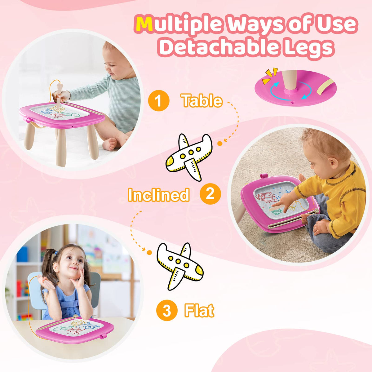 Kikidex Magnetic Drawing Board, Toddler Girl Toys for 1-3 Year Old, Doodle Board Pad Learning and Educational Toys for 1 2 3 Year Old Kids Birthday Gift (Light Blue)