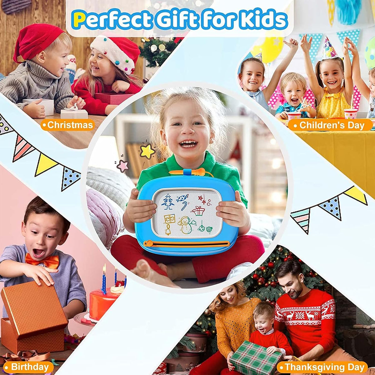 Kikidex Magnetic Drawing Board, Toddler Girl Toys for 1-3 Year Old, Doodle Board Pad Learning and Educational Toys for 1 2 3 Year Old Kids Birthday Gift (Light Blue)
