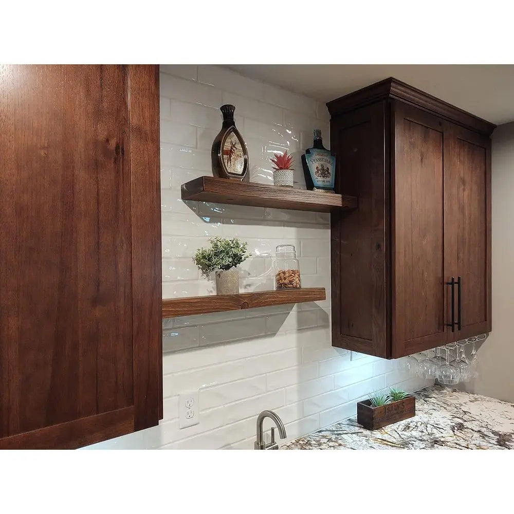 Inch Wooden loating Shelves or Wall - 30x6x2 in - Made o Natural Wood - Heavy Duty Rustic Wall Shelves - Perect or