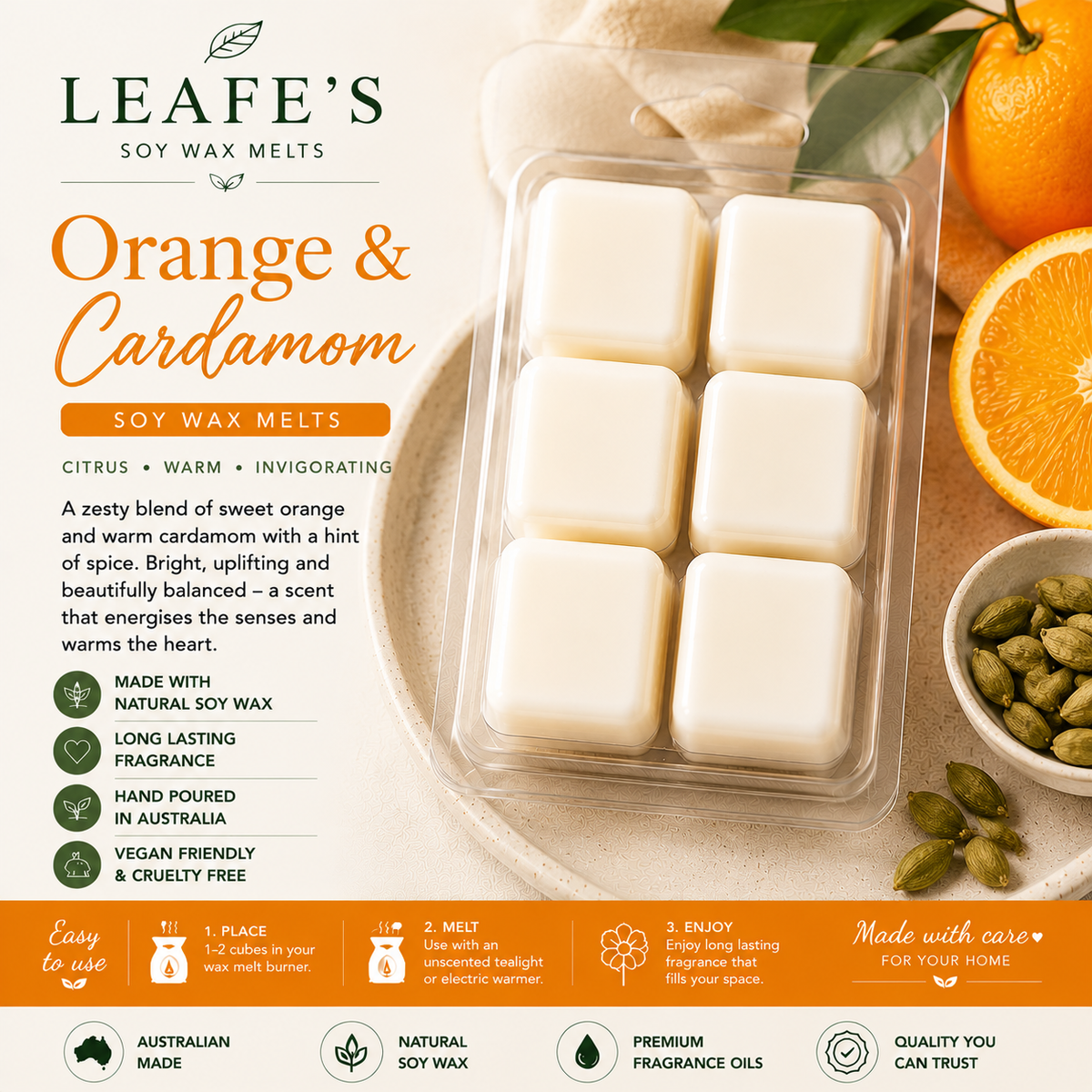 Orange & Cardamom - soy wax melts