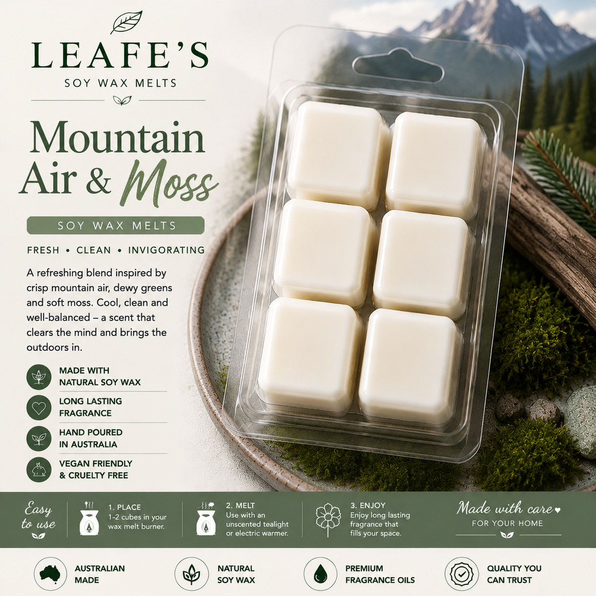Mountain Air & Moss - soy wax melts