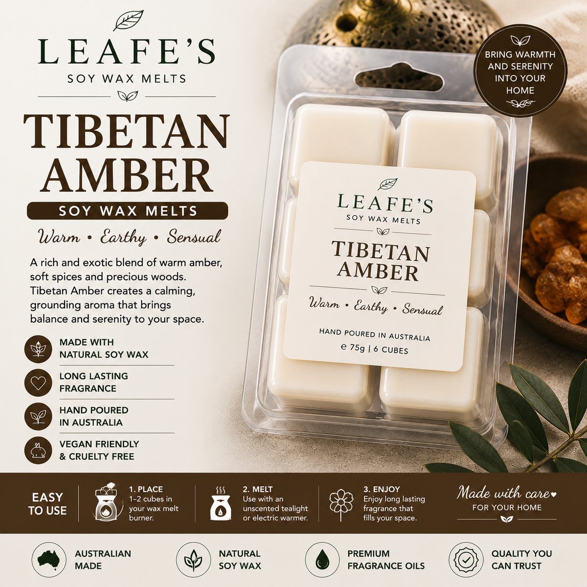LEAFE'S Tibetan Amber - SOY WAX MELTS