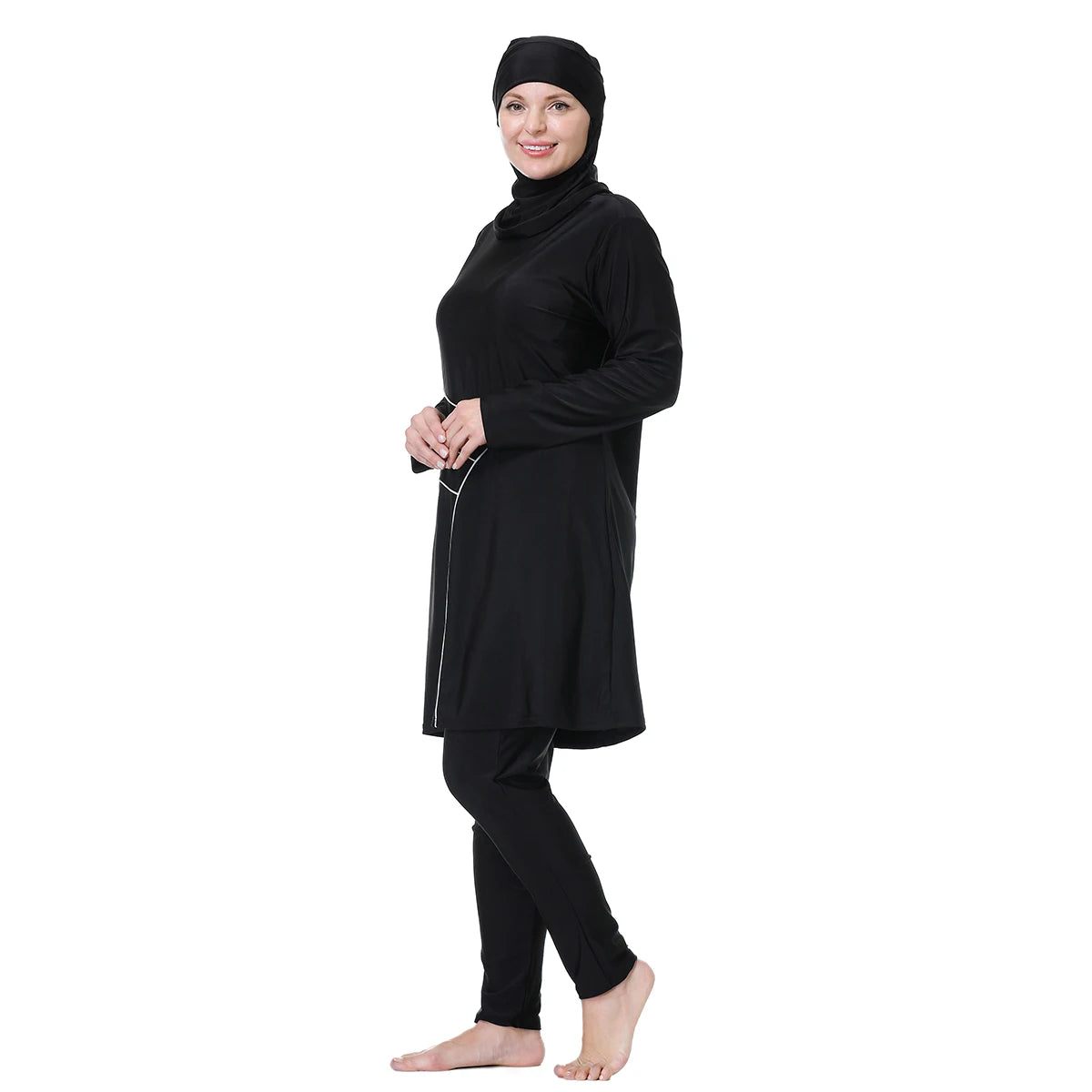 H1029 Muslim Women Fullcoverage Long Sleeves Cover Up Burkinis Three Pieces Plus Size Swimwear Suits