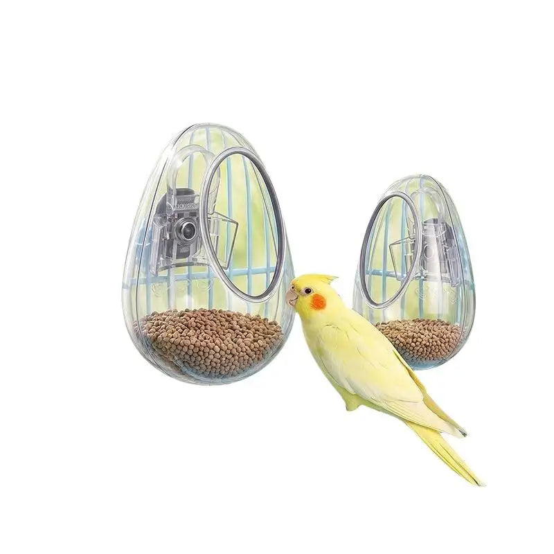 【HMA】1PcsWall Hanging Bird Food Cup Anti Splashing Transparent Bird Feeding Bowl Detachable Plastic Parrot Feeder Drinker