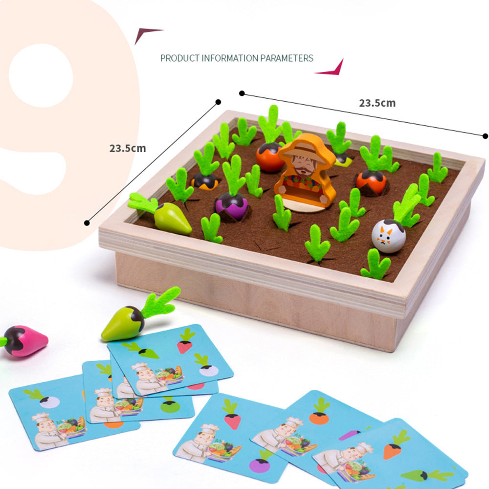 Fun Vegetable Memory Chess Game Farm Pull Radish Board Game Children's Wooden Toys Enlightenment Early Education Educational Toys