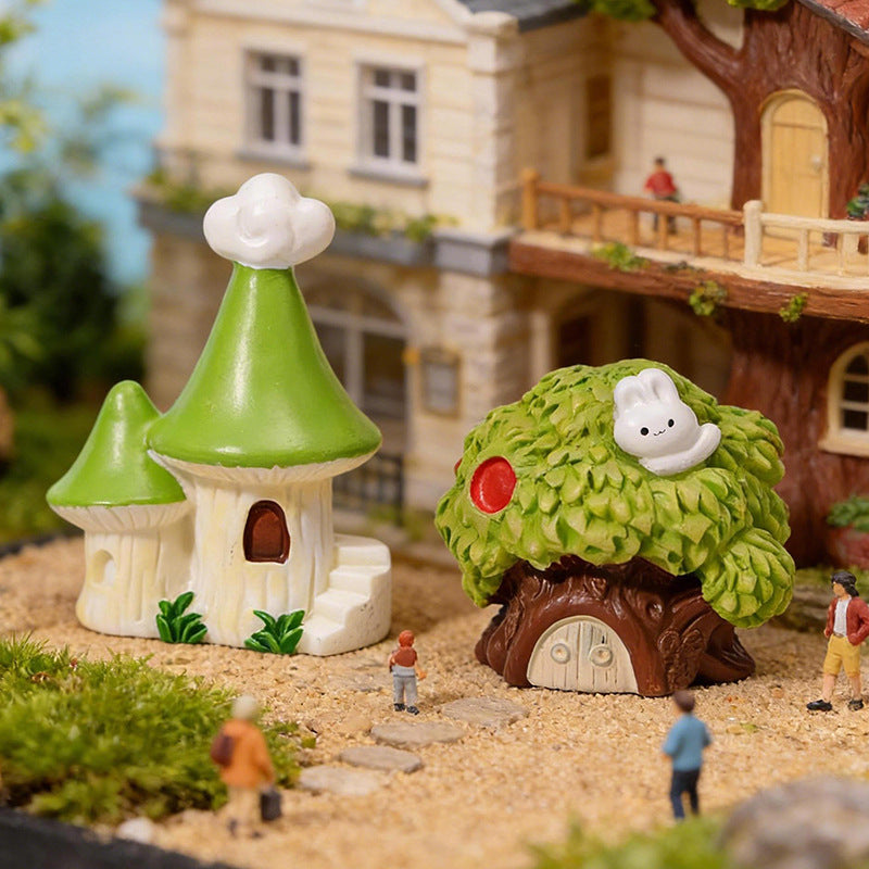 Miniature Landscape Creative Simulation Cartoon Castle House Garden Decoration DIY Ornament Moss Elegant Small Decorative Item