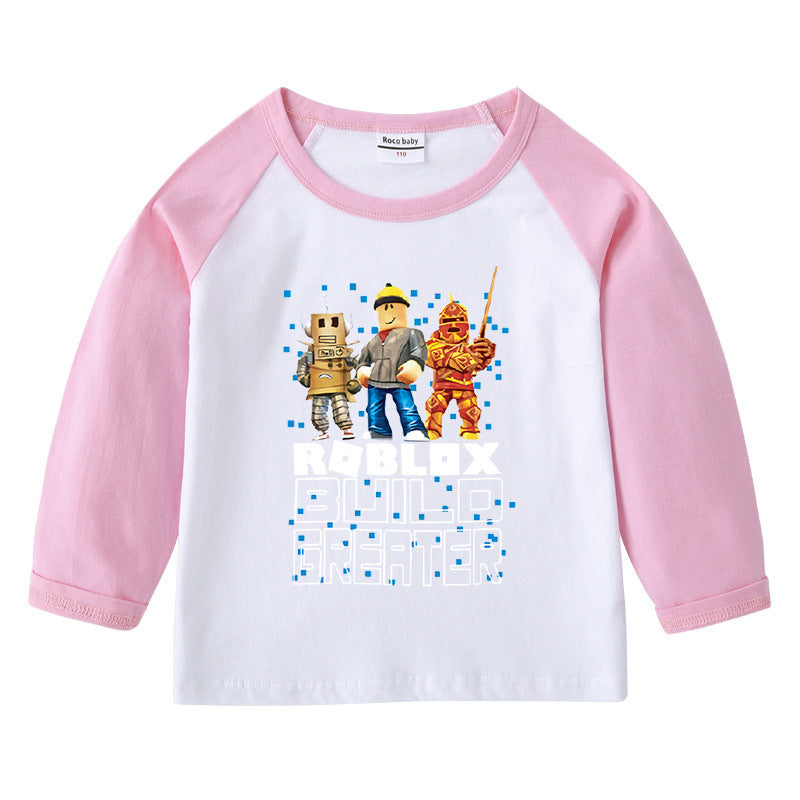 Children's round neck cartoon long sleeved shirt