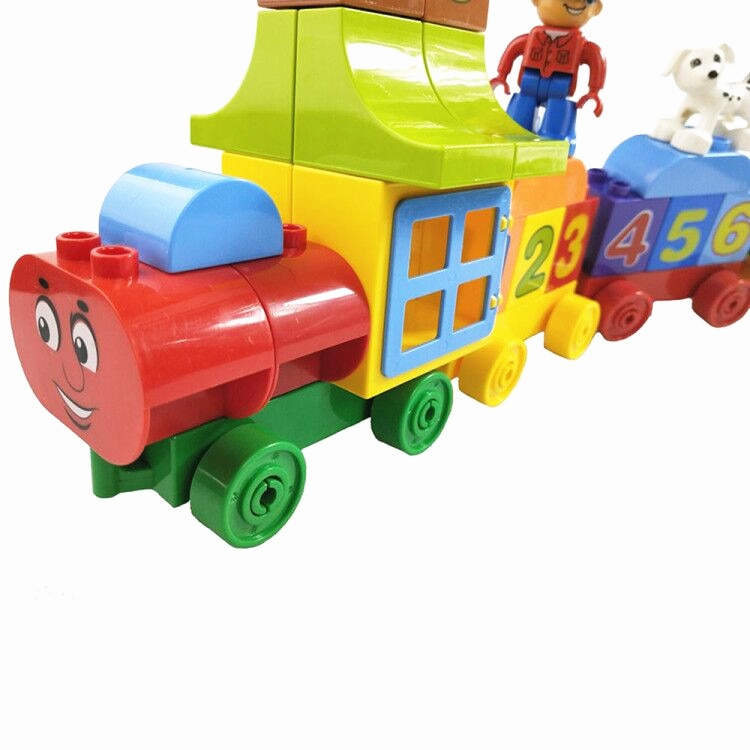 50pcs Large particles Numbers Train Building Blocks Bricks Educational Baby City Toys Compatible With LegoINGly Duplo