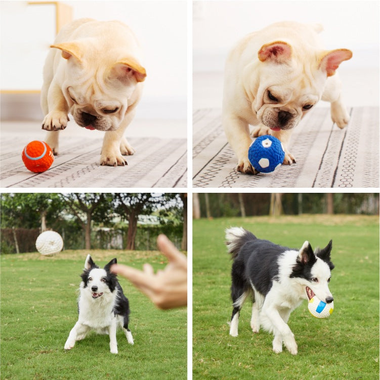 Dog Toys Latex Rugby Tennis Dog Bite Sound Ball Pet Toys