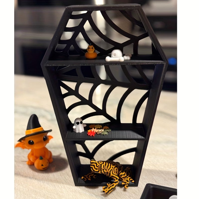 Gothic Style Coffin-Shaped Spider Web 3D Printed Jewelry Stand Decorative Ornament