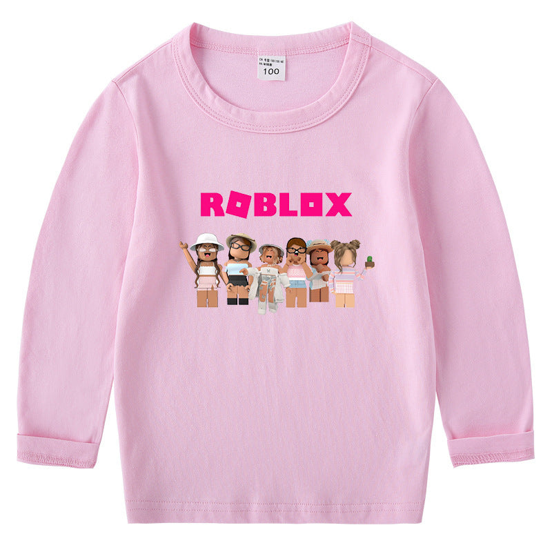 Children's cotton T-shirt with round neck and long sleeved base