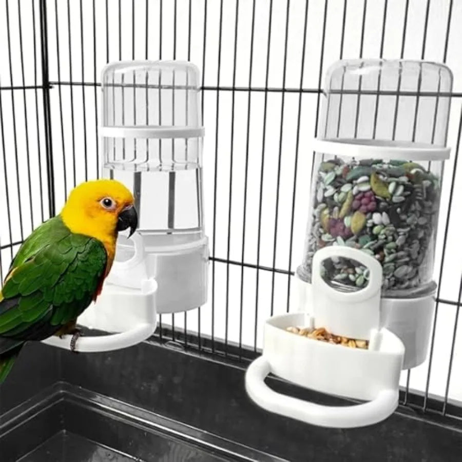 Automatic Bird Feeder and Water Dispenser, 2PCS Cage Accessories for Parrots, Budgie, Lovebirds, Parakeet, Cockatiel - Food See