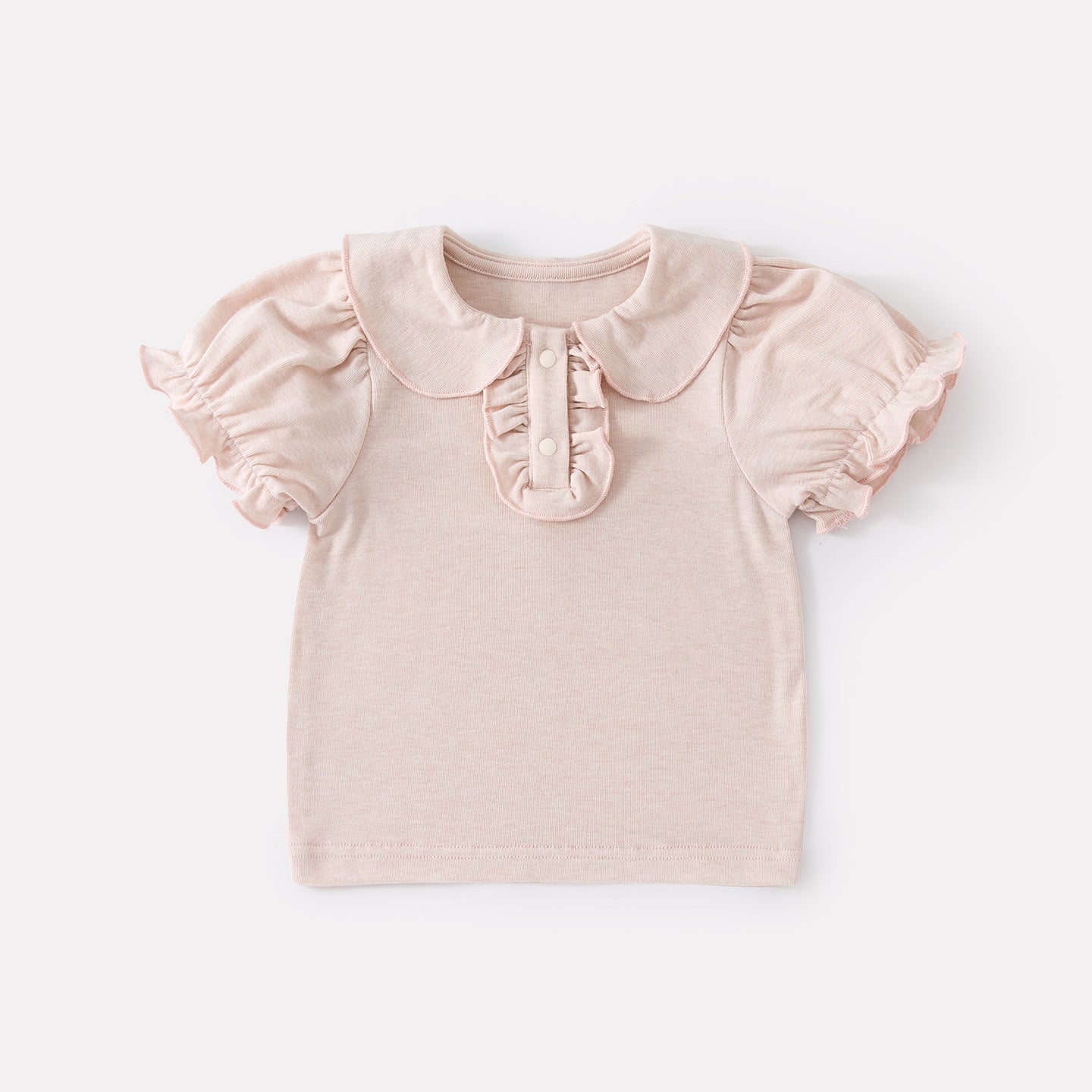 Cute Baby  Romper Set with Peter Pan Collar Short Sleeve Overalls Two-Piece Outfit