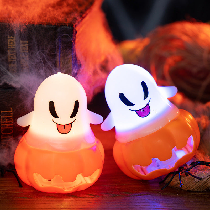 Halloween Ghost Pumpkin Lantern Light-Up Decoration Props for Party Scene Decoration Plastic Supplies