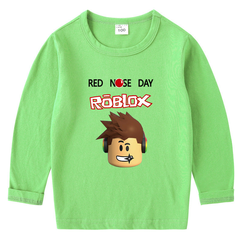 Children's cotton T-shirt with round neck and long sleeved base