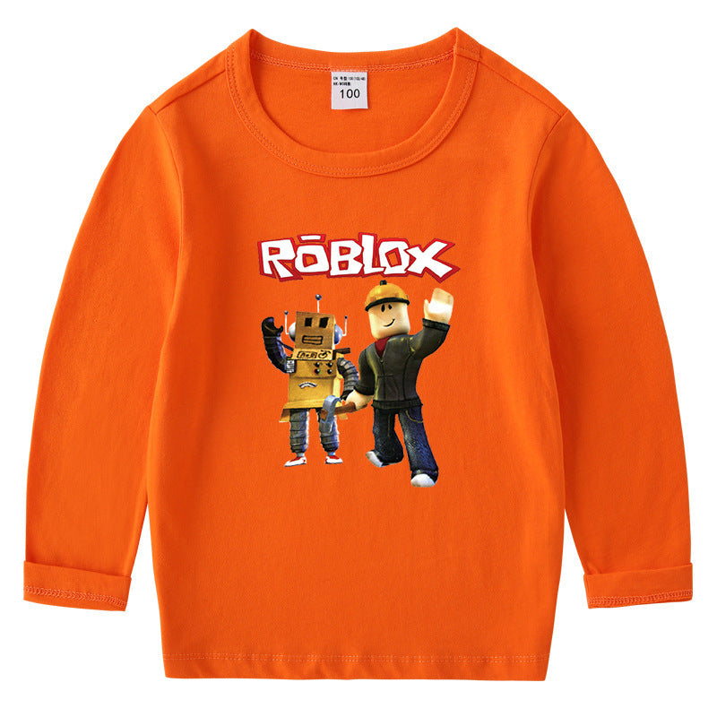 Children's cotton T-shirt with round neck and long sleeved base