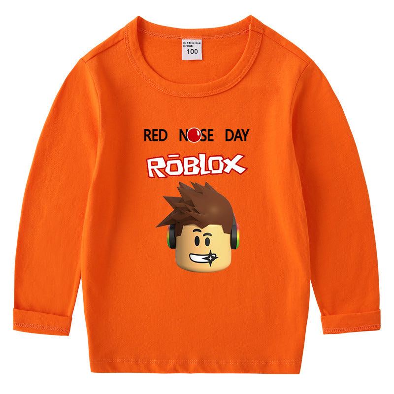 Children's cotton T-shirt with round neck and long sleeved base