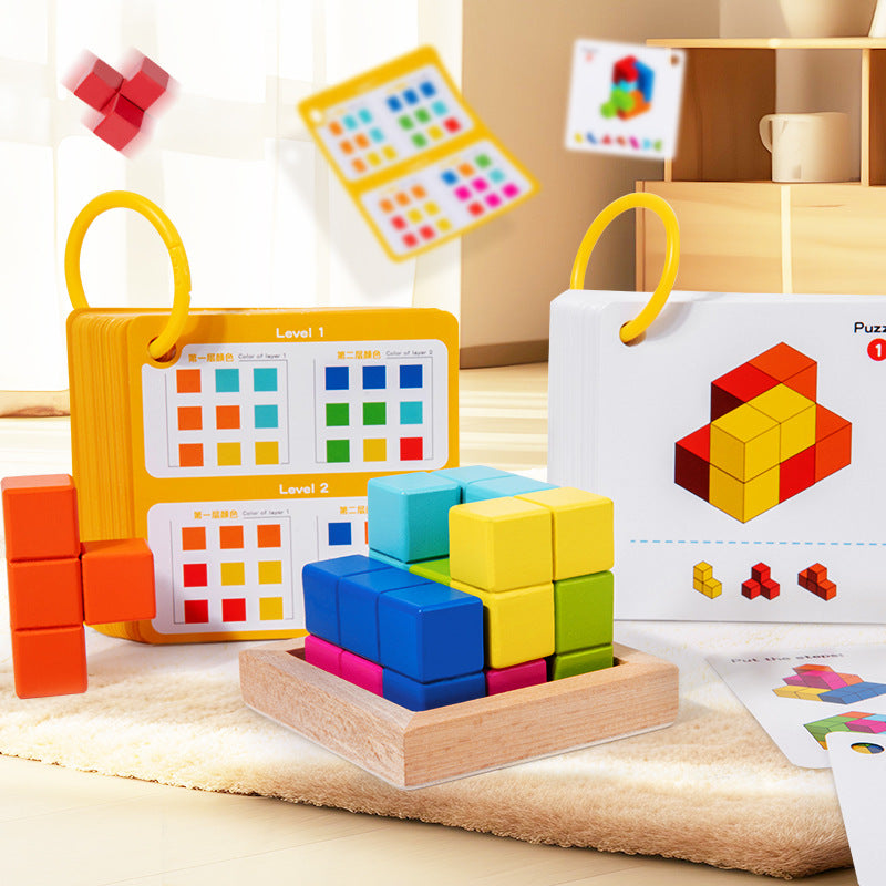Wooden cube building blocks, spatial sense, concentration, thinking training, puzzle toys, enlightenment children's toys