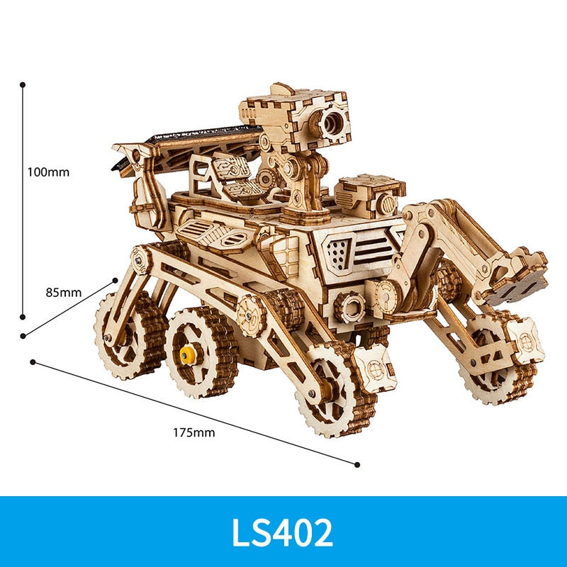 Robotime ROKR DIY Solar Energy Wooden Blocks Toys Model Building Kit Space Hunting Assembly Toys For Children Kids