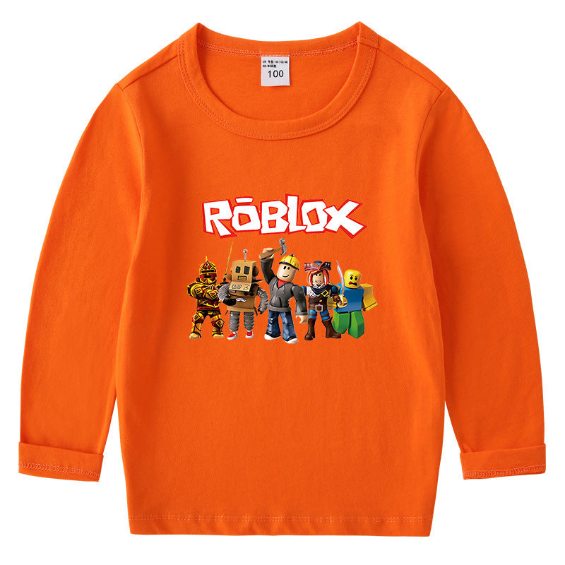 Children's cotton T-shirt with round neck and long sleeved base