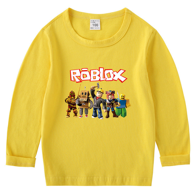 Children's cotton T-shirt with round neck and long sleeved base
