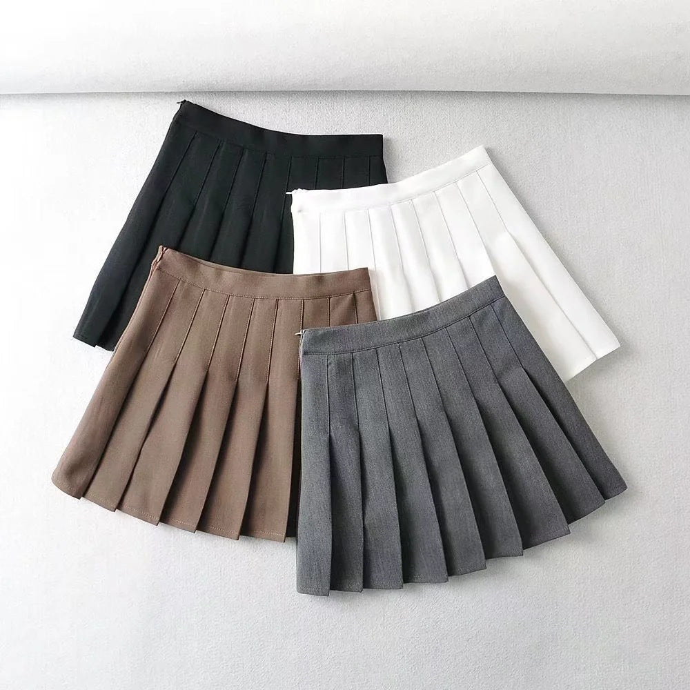 Press fit high waisted pleated skirt