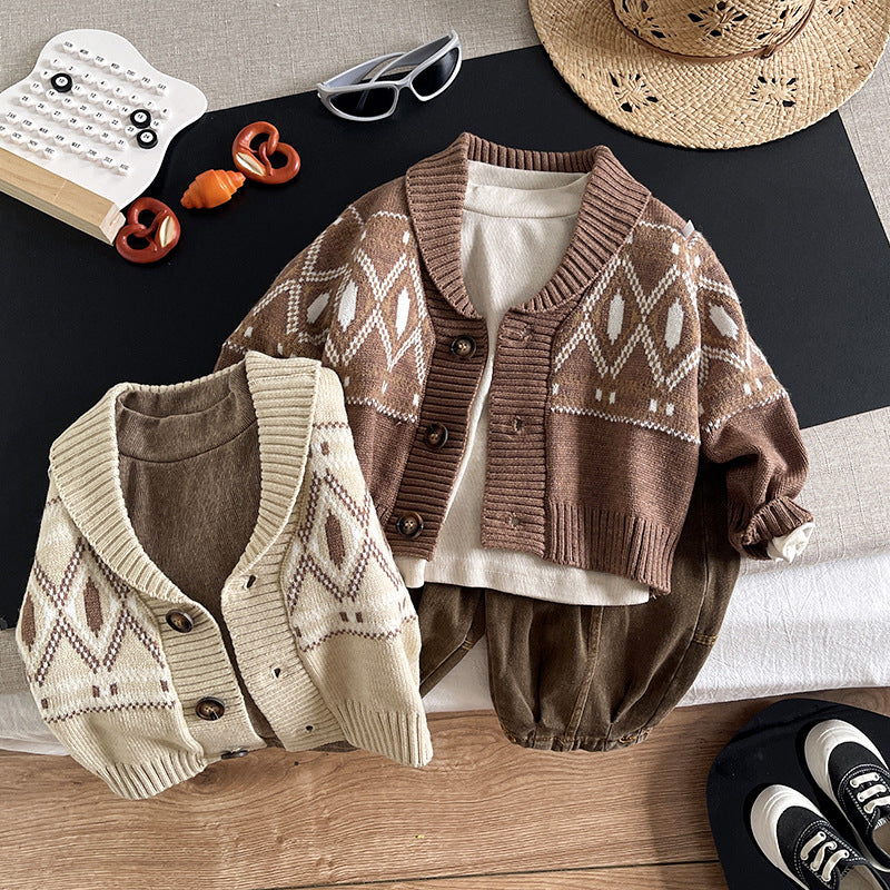 Casual sweater cardigan long sleeved three piece set
