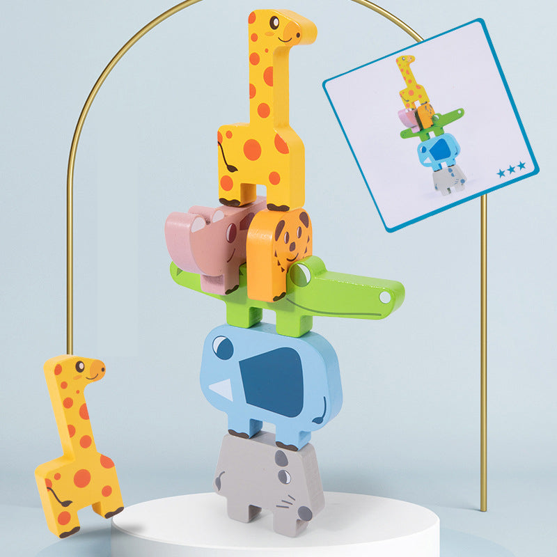 Animal Balance Stacking High Children's Early Education Educational Toys Challenge Building Blocks To Build Stacking Wooden Toys