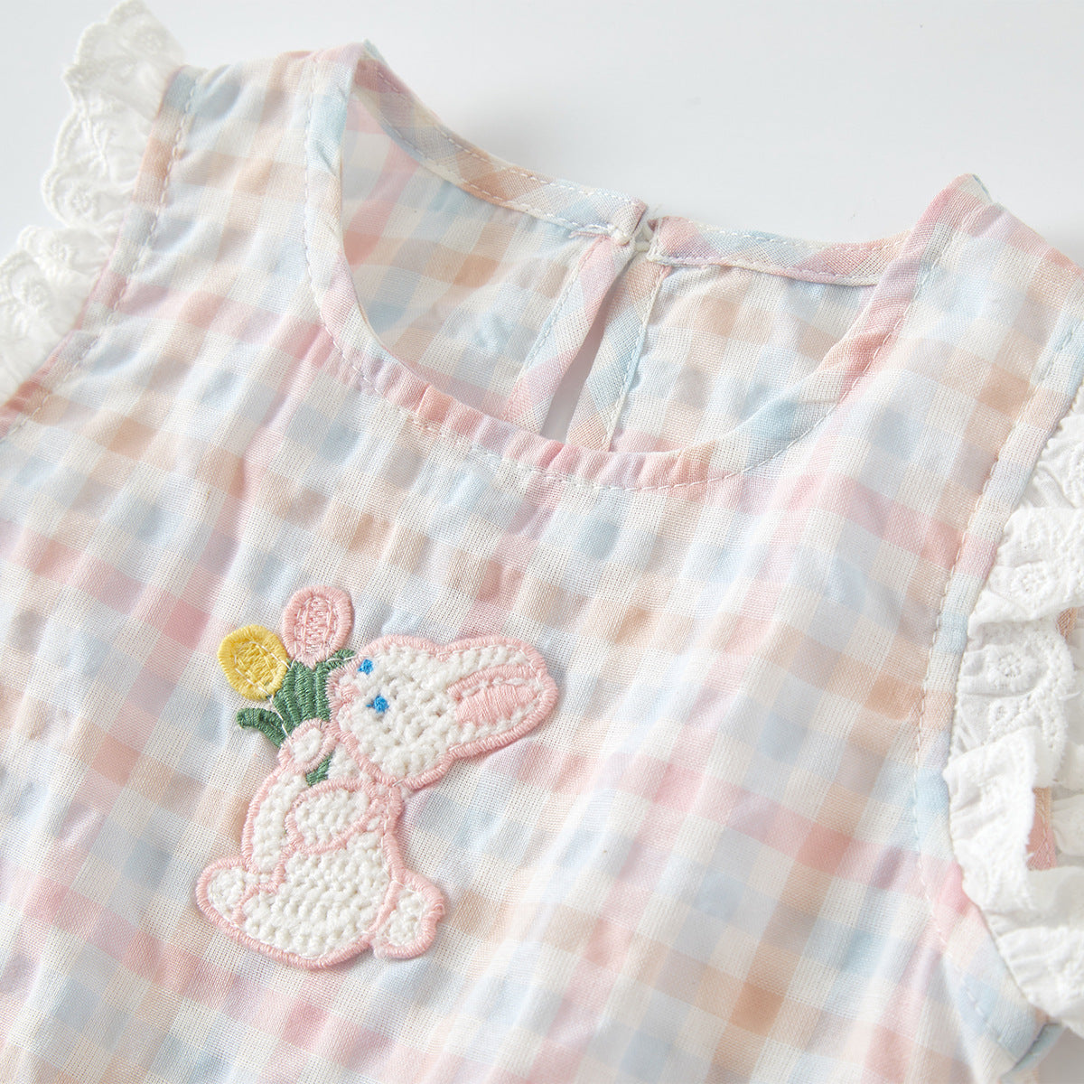 Toddler Plaid Cotton Dress Baby Rabbit Strap Dress for Toddlers Trendy Kids Dress