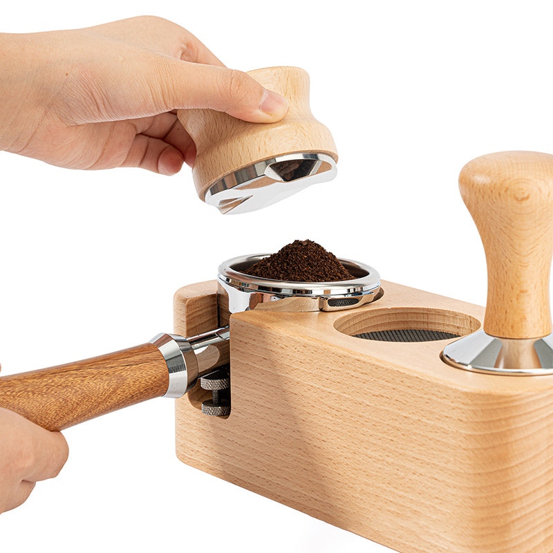 Coffee Press Holder Wooden Filler Seat Coffee Machine Supporting Utensils Press Pad Handle Support Frame Press Powder Tools