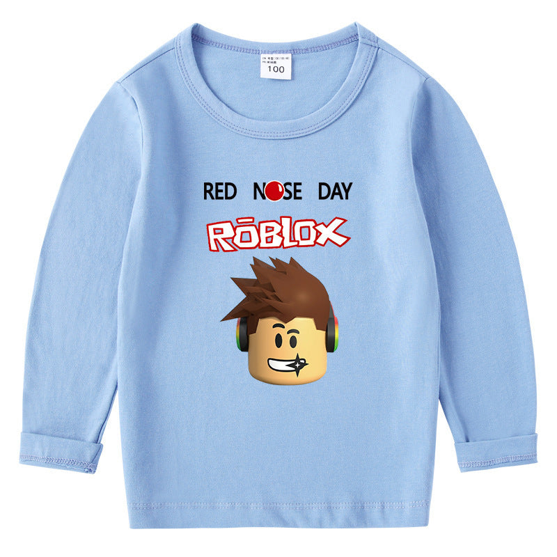 Children's cotton T-shirt with round neck and long sleeved base