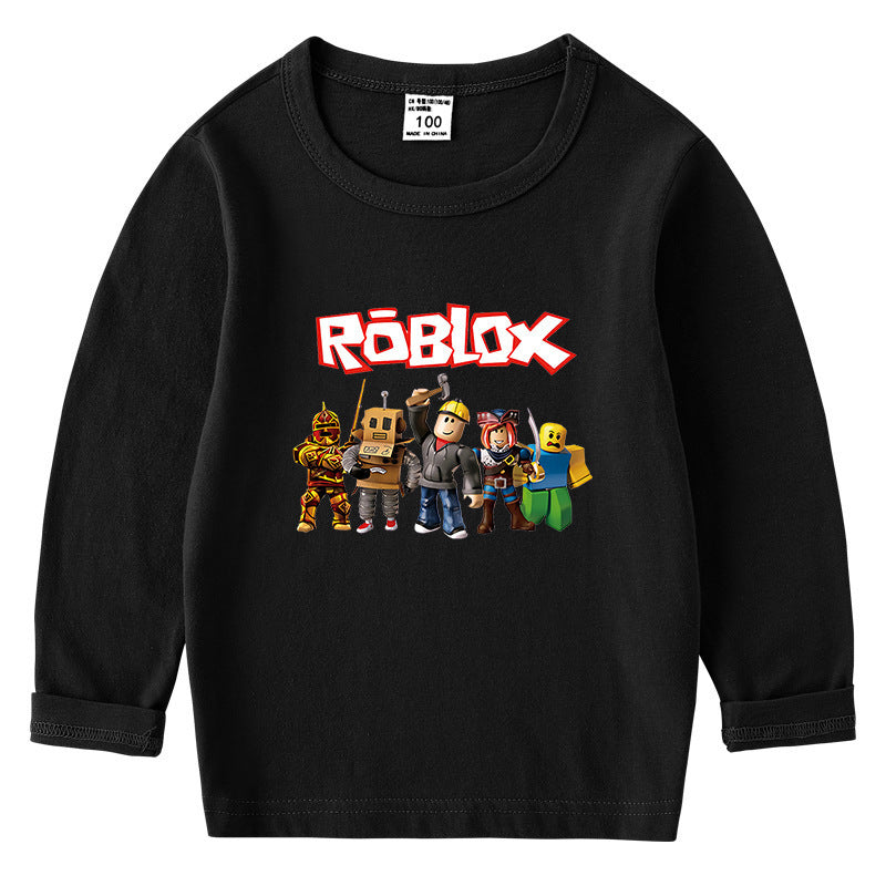 Children's cotton T-shirt with round neck and long sleeved base