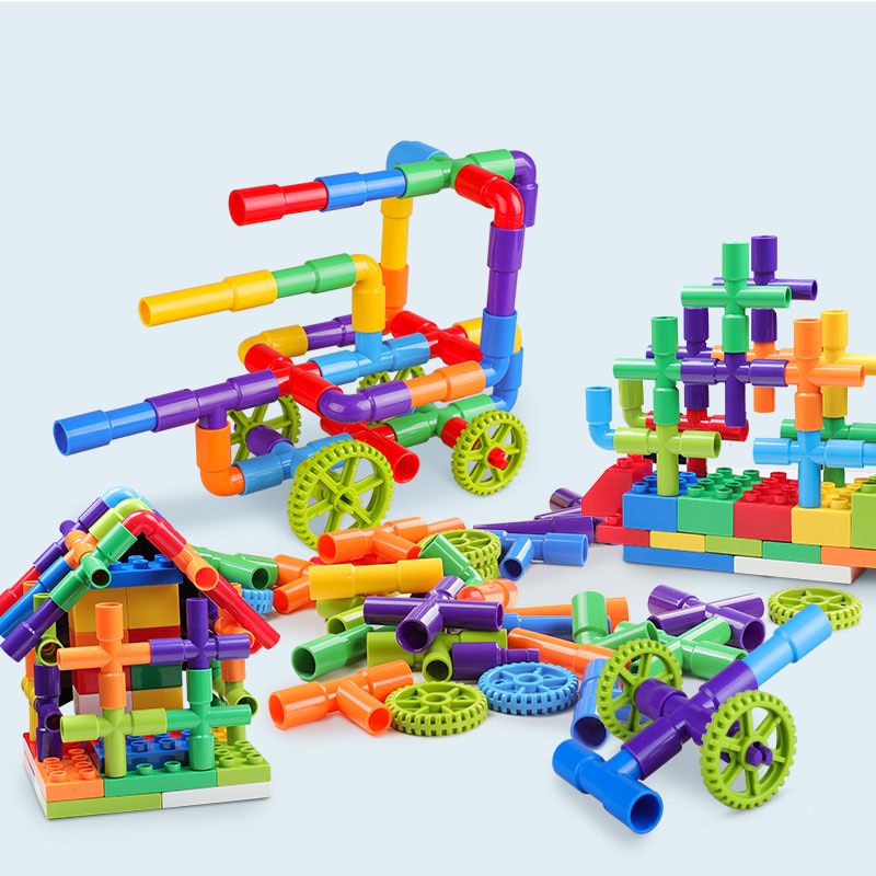 DIY Water Pipe Building Blocks Toys Enlightening Pipeline Tunnel Construction Educational STEM Designer Toys For Children Brick