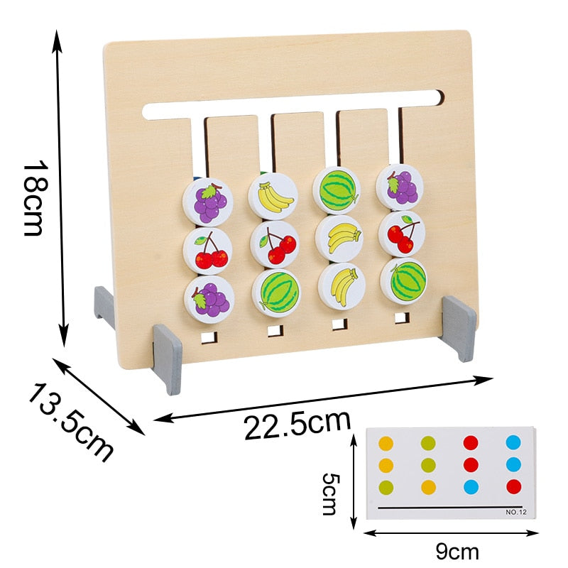 Double-sided Color and Fruit Pairing Game Children Wooden Toys Logical Reasoning Training Kids Educational Toys Montessori
