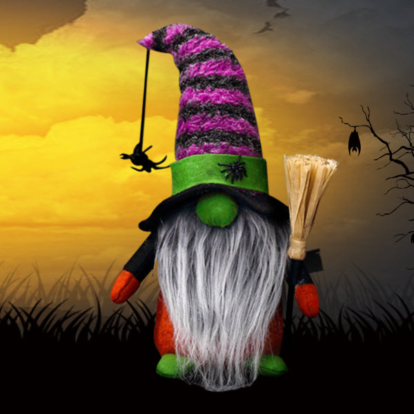 Halloween Rudolph Faceless Doll Dwarf Spider Halloween Window Display Decoration Broom Rudolph Doll