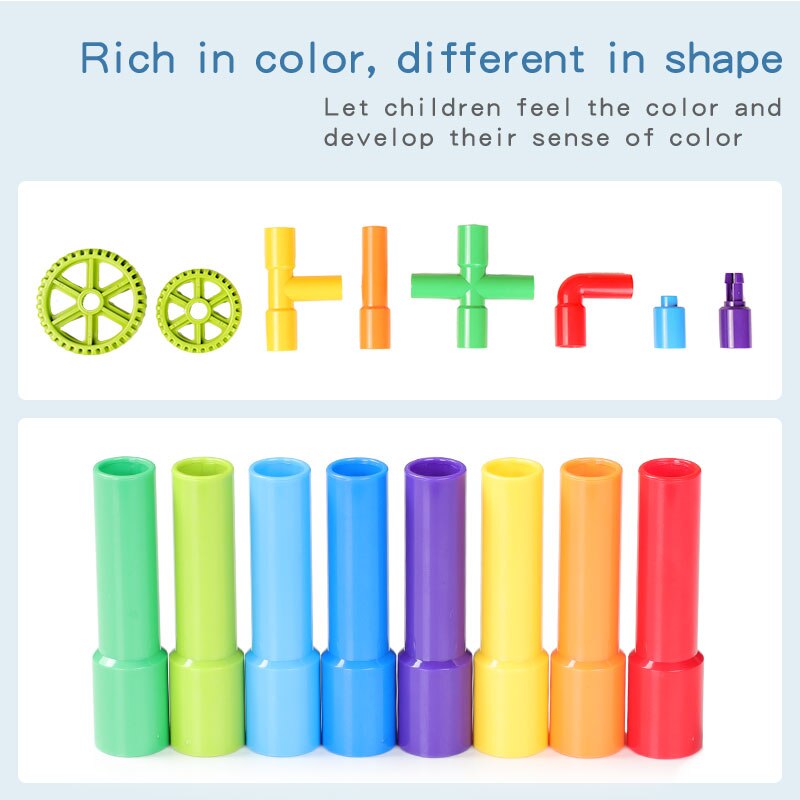 DIY Water Pipe Building Blocks Toys Enlightening Pipeline Tunnel Construction Educational STEM Designer Toys For Children Brick