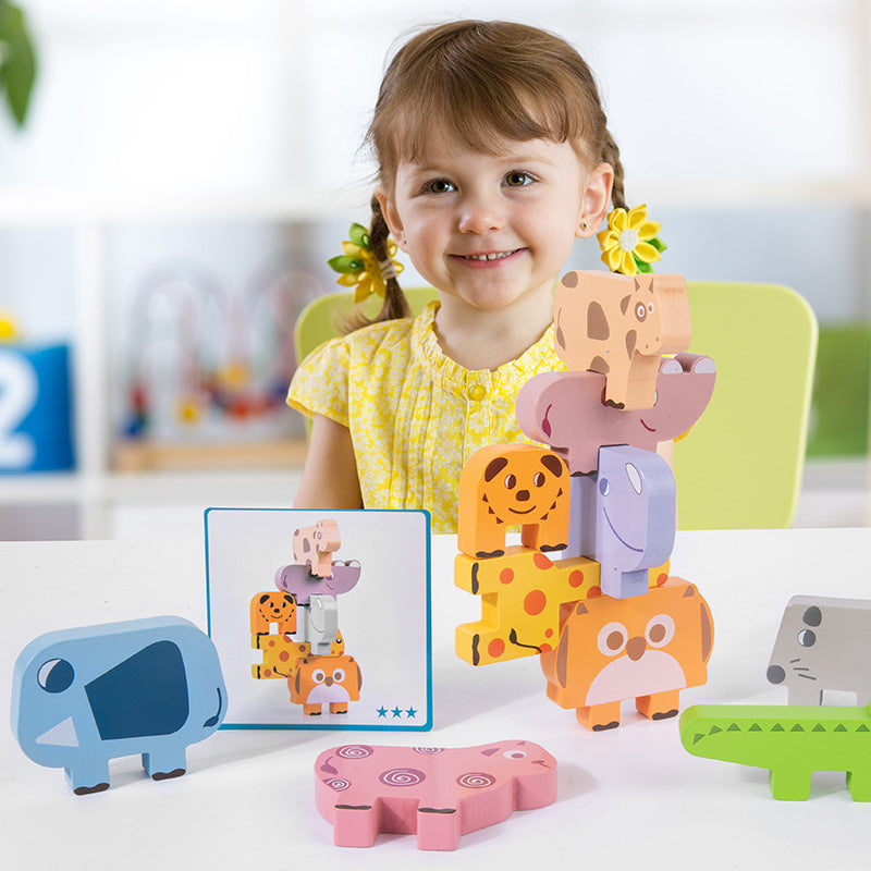 Animal Balance Stacking High Children's Early Education Educational Toys Challenge Building Blocks To Build Stacking Wooden Toys