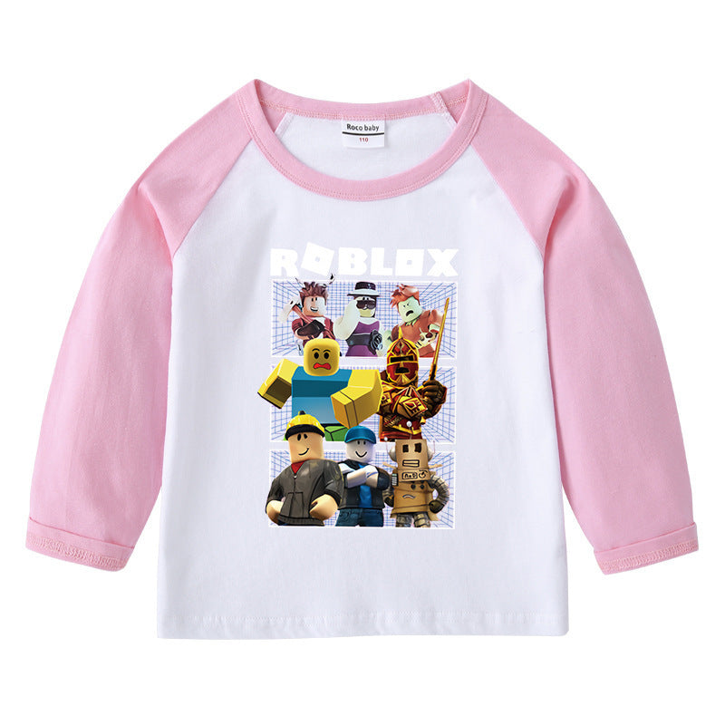 Children's game round neck cartoon long sleeved shirt