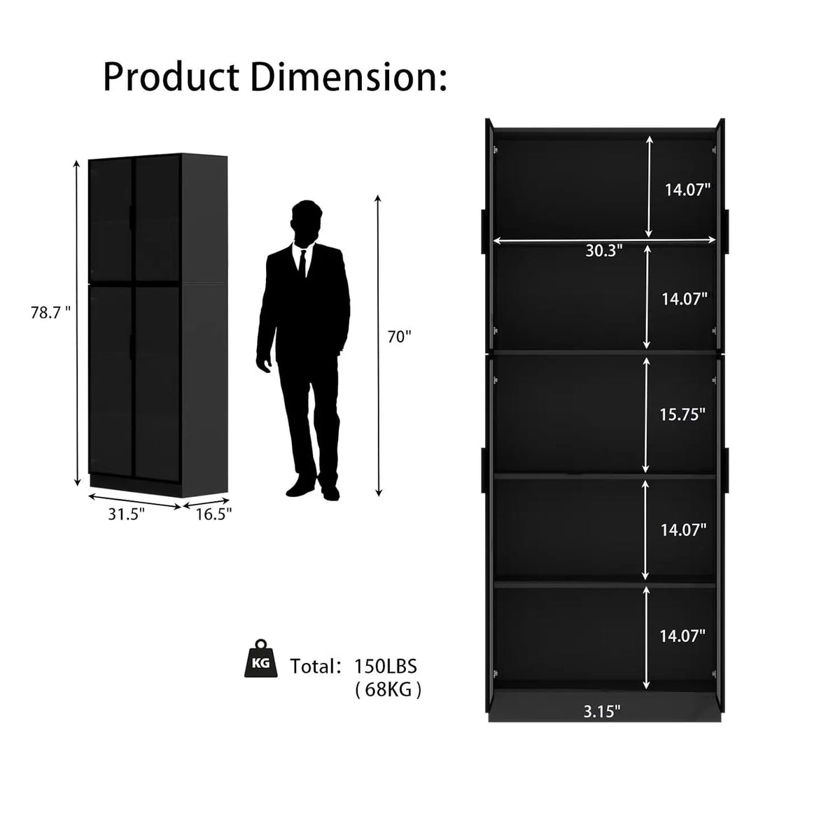 Display Cabinet with Glass Doors and Storage Shelve, Modern Display Cabinet for Collectibles Trophy Case for, Customized