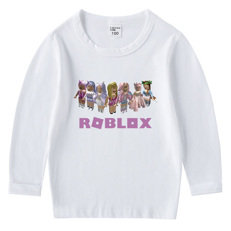 Children's cotton T-shirt with round neck and long sleeved base