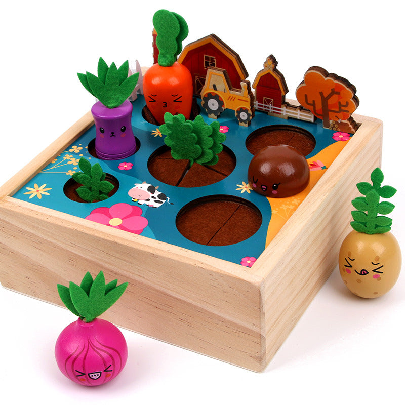 Children's Fun Pulling Radish Happy Farm 0.6 Concentration Training Wooden Toys Enlightenment Early Education Toys