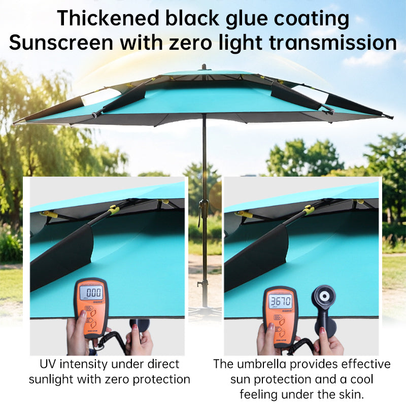 6.6FT Double Canopy Beach Umbrella – UV Protective, Waterproof Sun Shade for Garden, Camping & Fishing