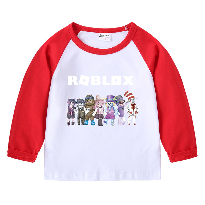 Children's game round neck cartoon long sleeved shirt