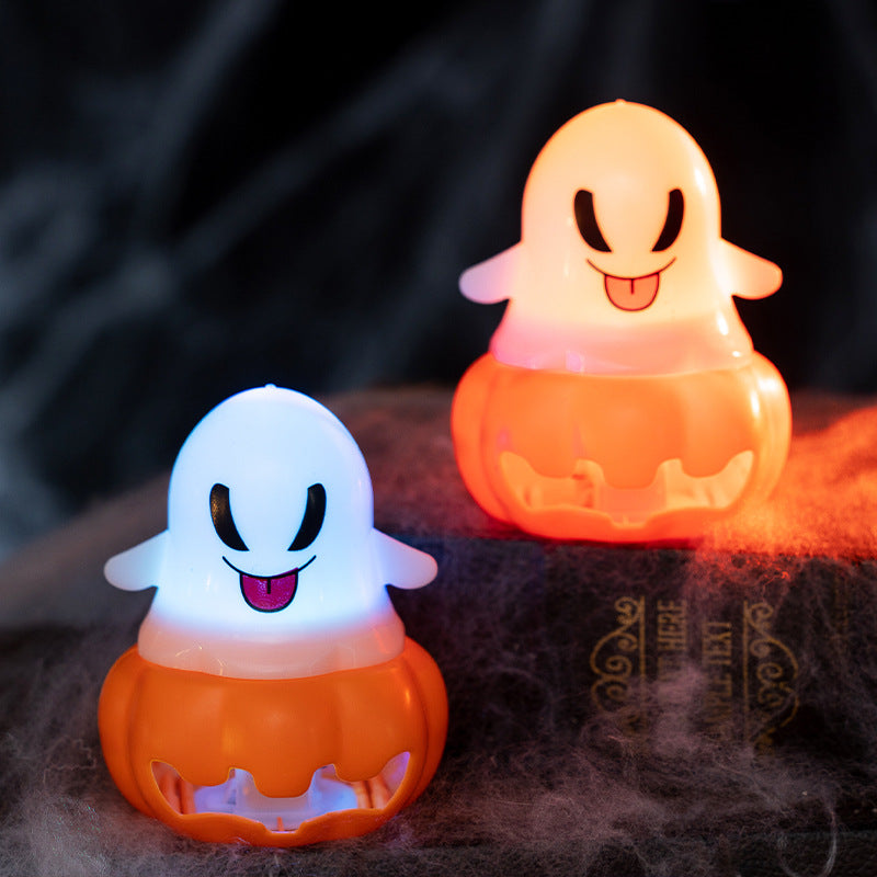 Halloween Ghost Pumpkin Lantern Light-Up Decoration Props for Party Scene Decoration Plastic Supplies