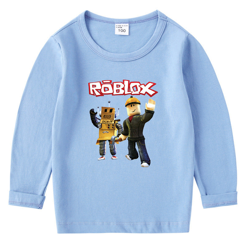 Children's cotton T-shirt with round neck and long sleeved base