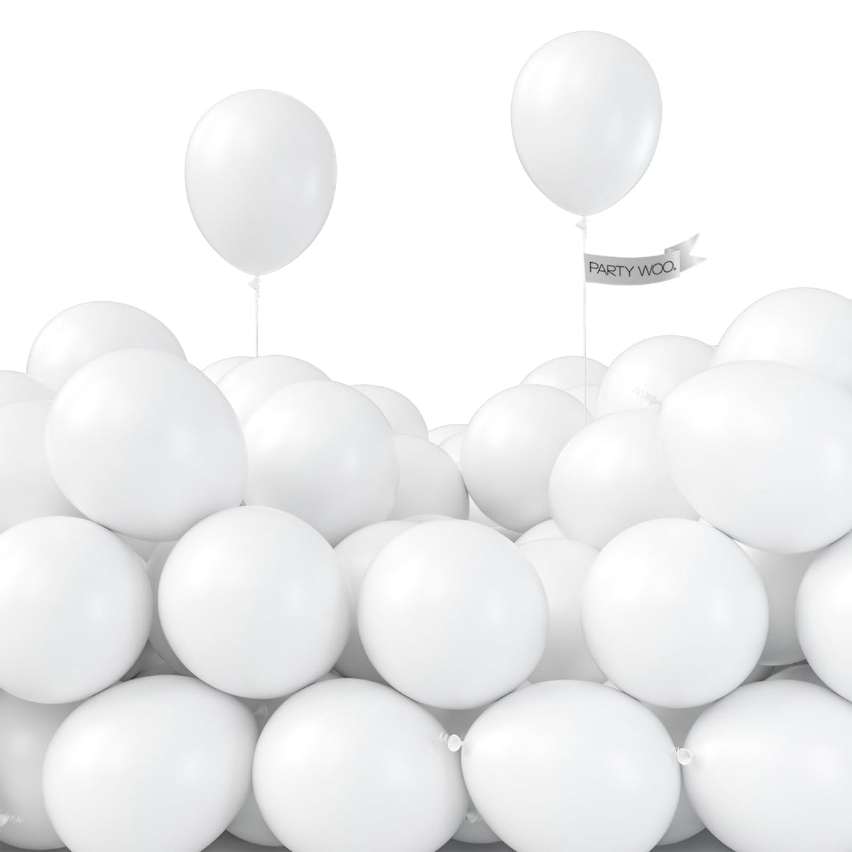 PartyWoo White Balloons 155pcs Matte White Latex Balloons Different Sizes