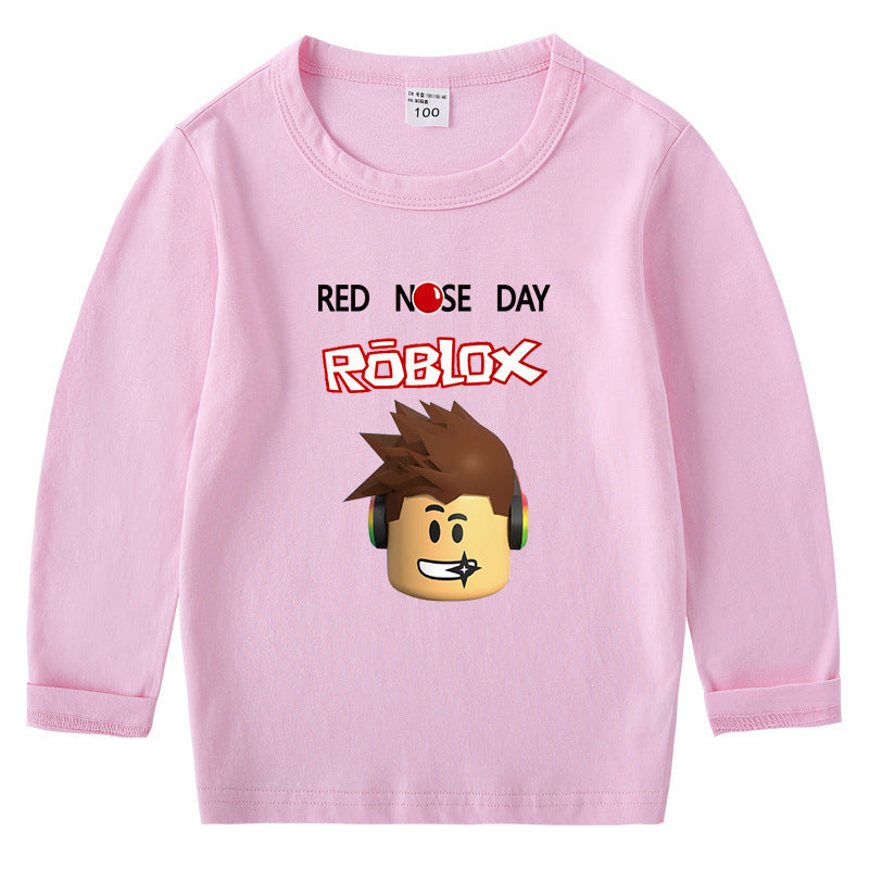Children's cotton T-shirt with round neck and long sleeved base