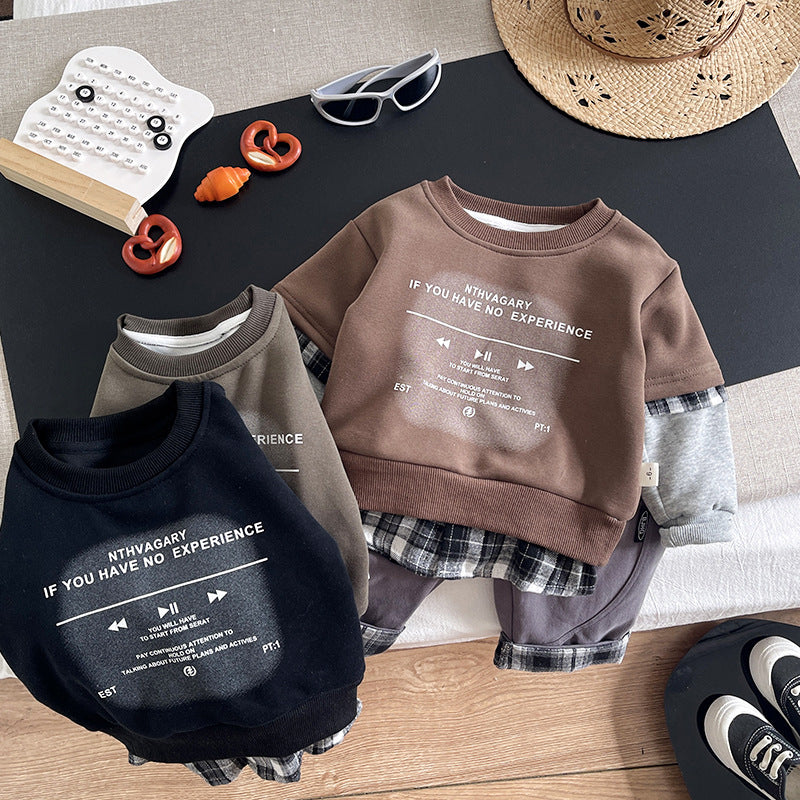Sweatshirt long sleeved two-piece set for children's casual wear