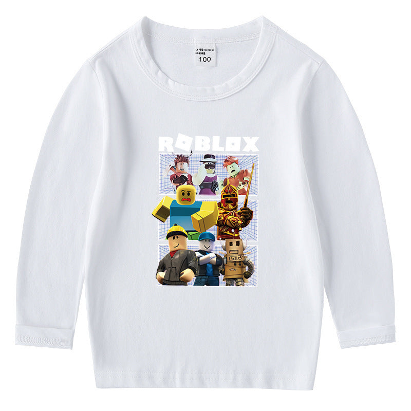 Children's cotton T-shirt with round neck and long sleeved base